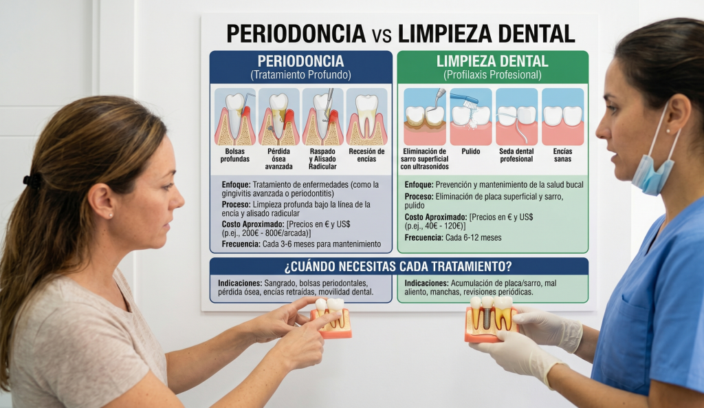 Periodoncia vs limpieza dental